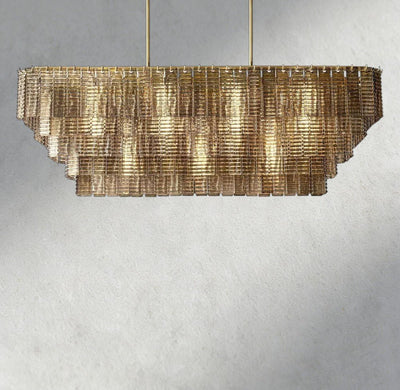 Siraue Smoke Glass Rectangular Chandelier 59", 77" - cyranlighting
