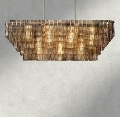 Siraue Smoke Glass Rectangular Chandelier 59", 77" - cyranlighting