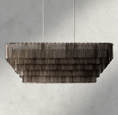 Siraue Smoke Glass Rectangular Chandelier 59", 77" - cyranlighting