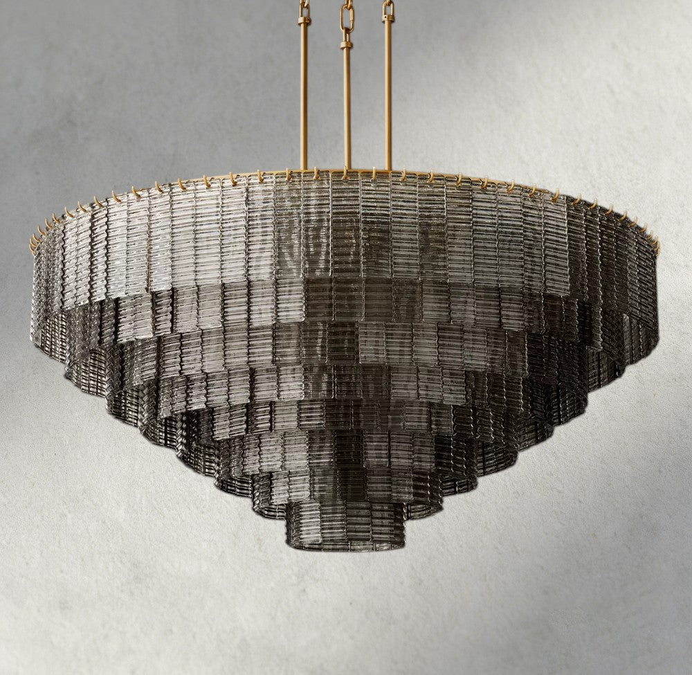 Siraue Smoke Glass Round Chandelier 41", 52", 65" - cyranlighting