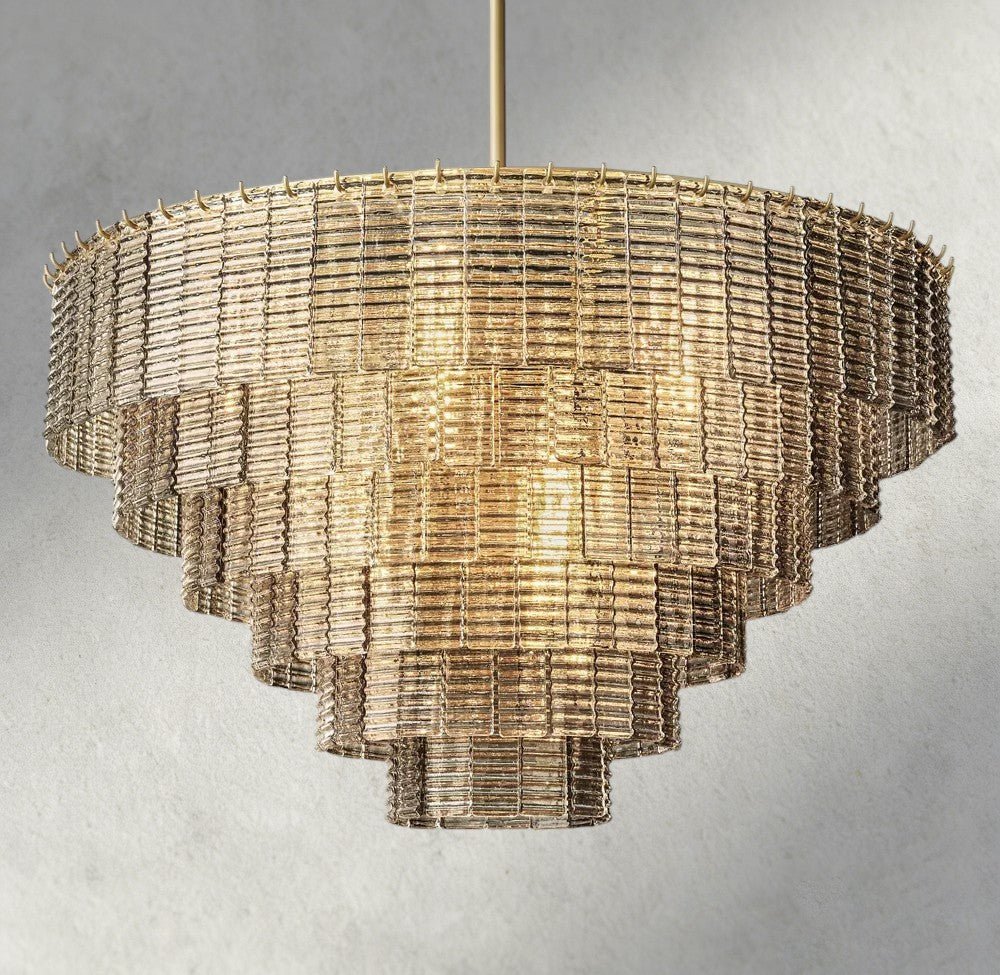 Siraue Smoke Glass Round Chandelier 41", 52", 65" - cyranlighting