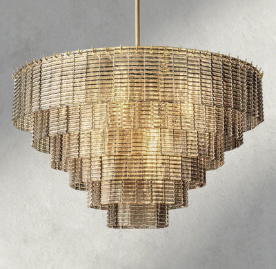 Siraue Smoke Glass Round Chandelier 41", 52", 65" - cyranlighting