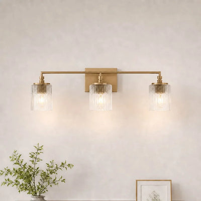 Mergelighting Veyra Modern 3-Light Ribbed Glass Cylinder Wall Lamp