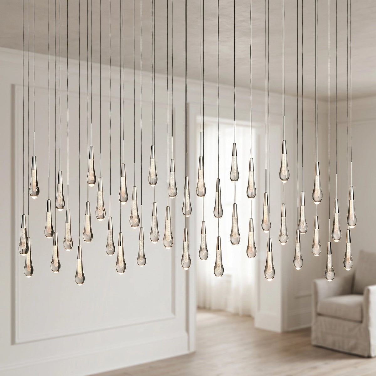 Solitaire Linear Chandelier 37'' 50'' 70'' 87" 120"W - Cyran Lamps