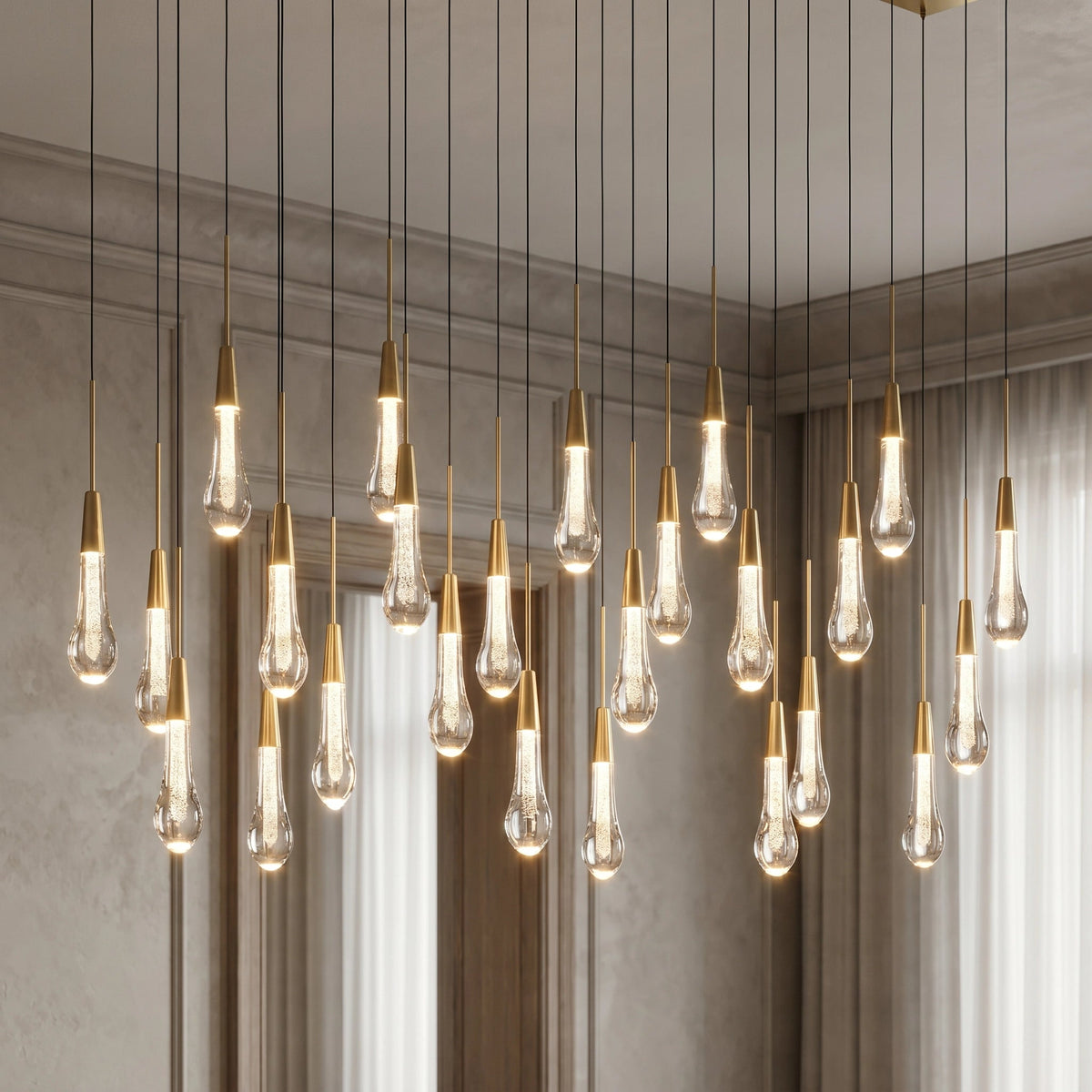 Solitaire Linear Chandelier 37'' 50'' 70'' 87" 120"W - Cyran Lamps