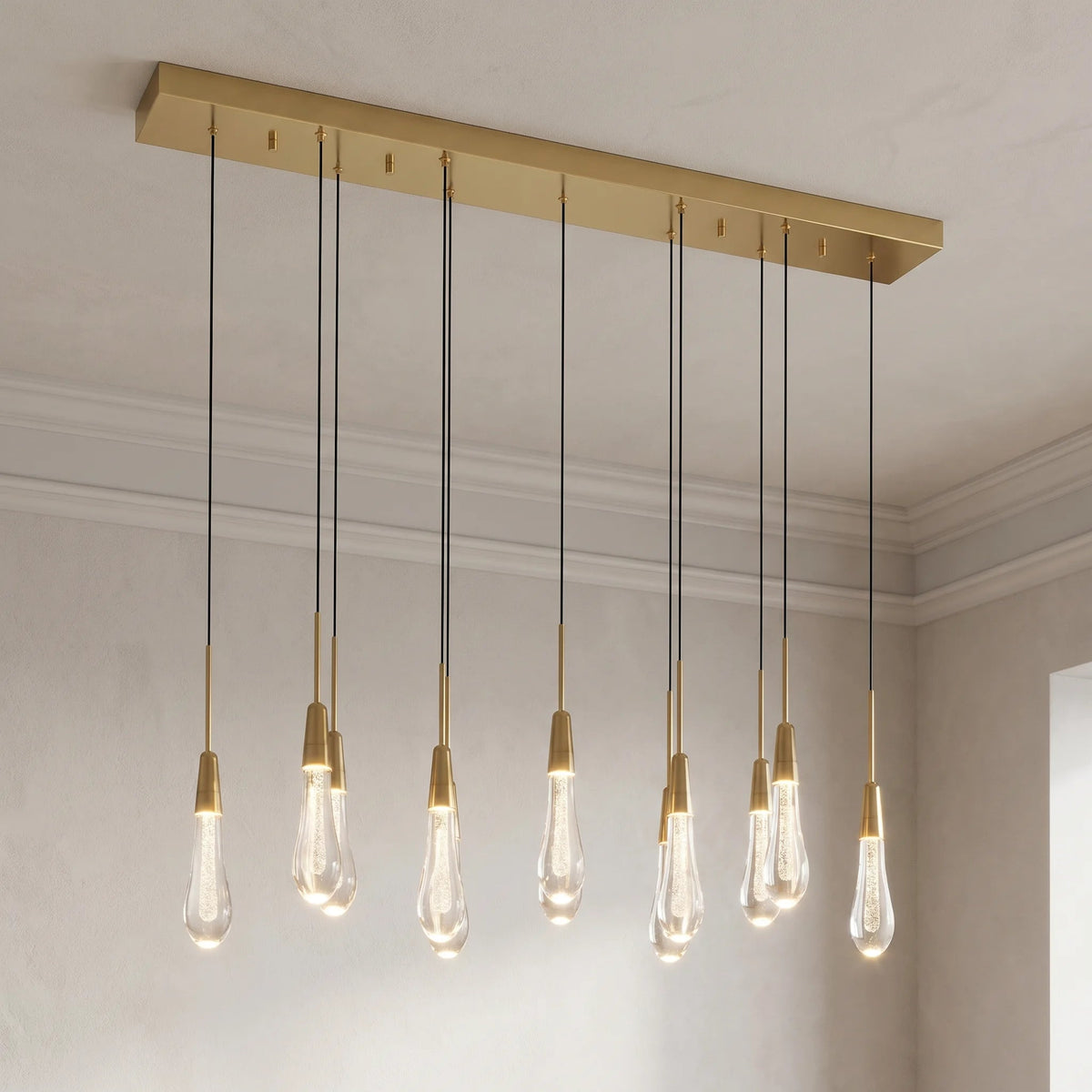 Solitaire Linear Chandelier 37'' 50'' 70'' 87" 120"W - Cyran Lamps