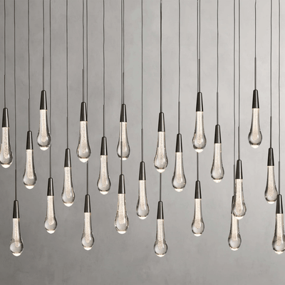 Soltaire Glass Linear Chandelier Lighting 37'' 50'' 70'' 87"W 120"W - cyranlamps