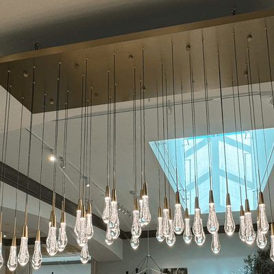 Soltaire Glass Linear Chandelier Lighting 37'' 50'' 70'' 87"W 120"W - cyranlamps