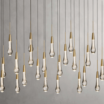 Soltaire Glass Linear Chandelier Lighting 37'' 50'' 70'' 87"W 120"W - cyranlamps