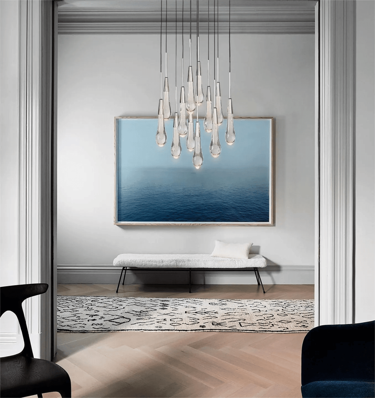 Soltaire Glass Linear Chandelier Lighting 37'' 50'' 70'' 87"W 120"W - cyranlamps