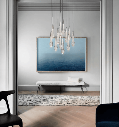 Soltaire Glass Linear Chandelier Lighting 37'' 50'' 70'' 87"W 120"W - cyranlamps