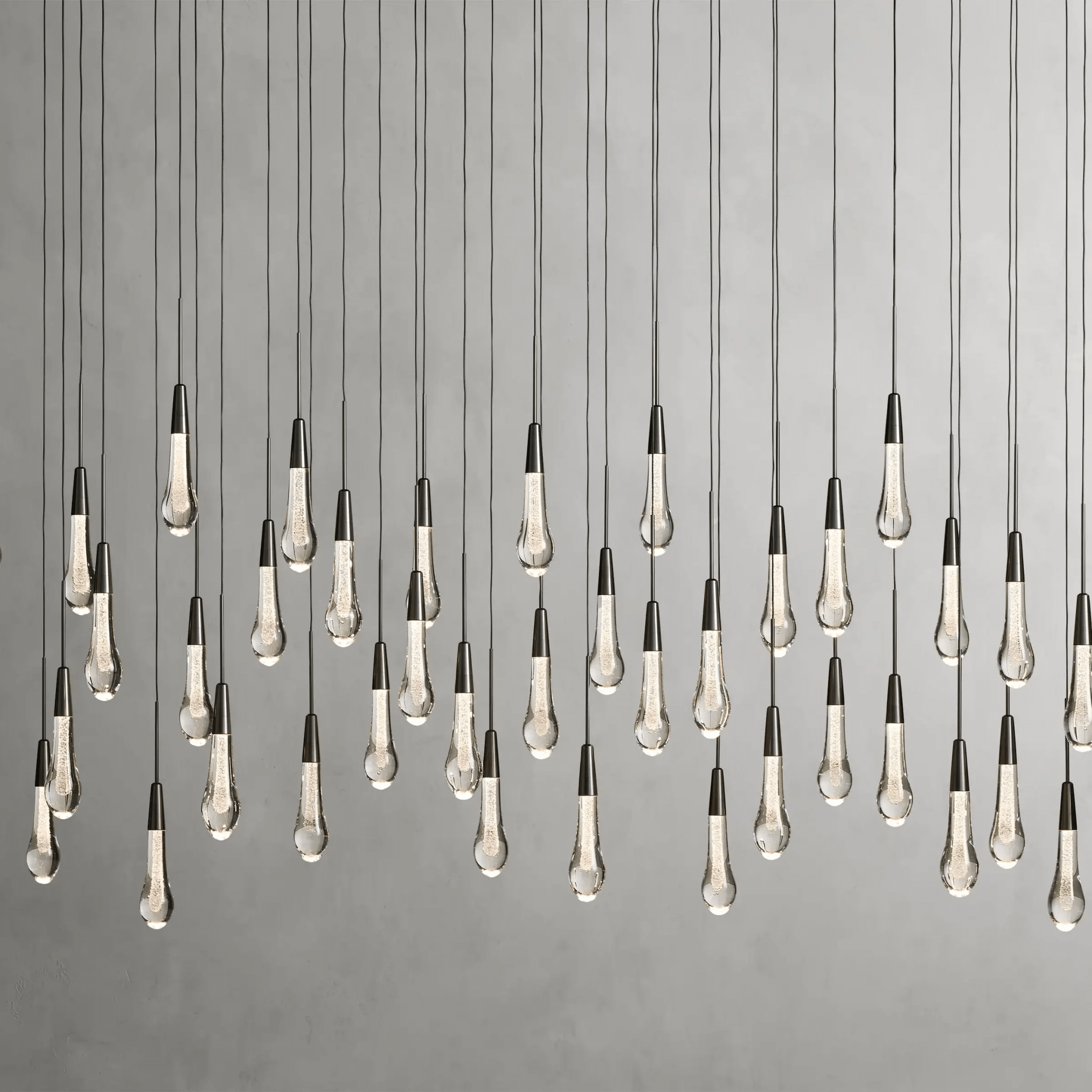 Soltaire Glass Linear Chandelier Lighting 37'' 50'' 70'' 87"W 120"W - cyranlamps