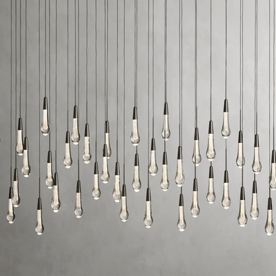 Soltaire Glass Linear Chandelier Lighting 37'' 50'' 70'' 87"W 120"W - cyranlamps