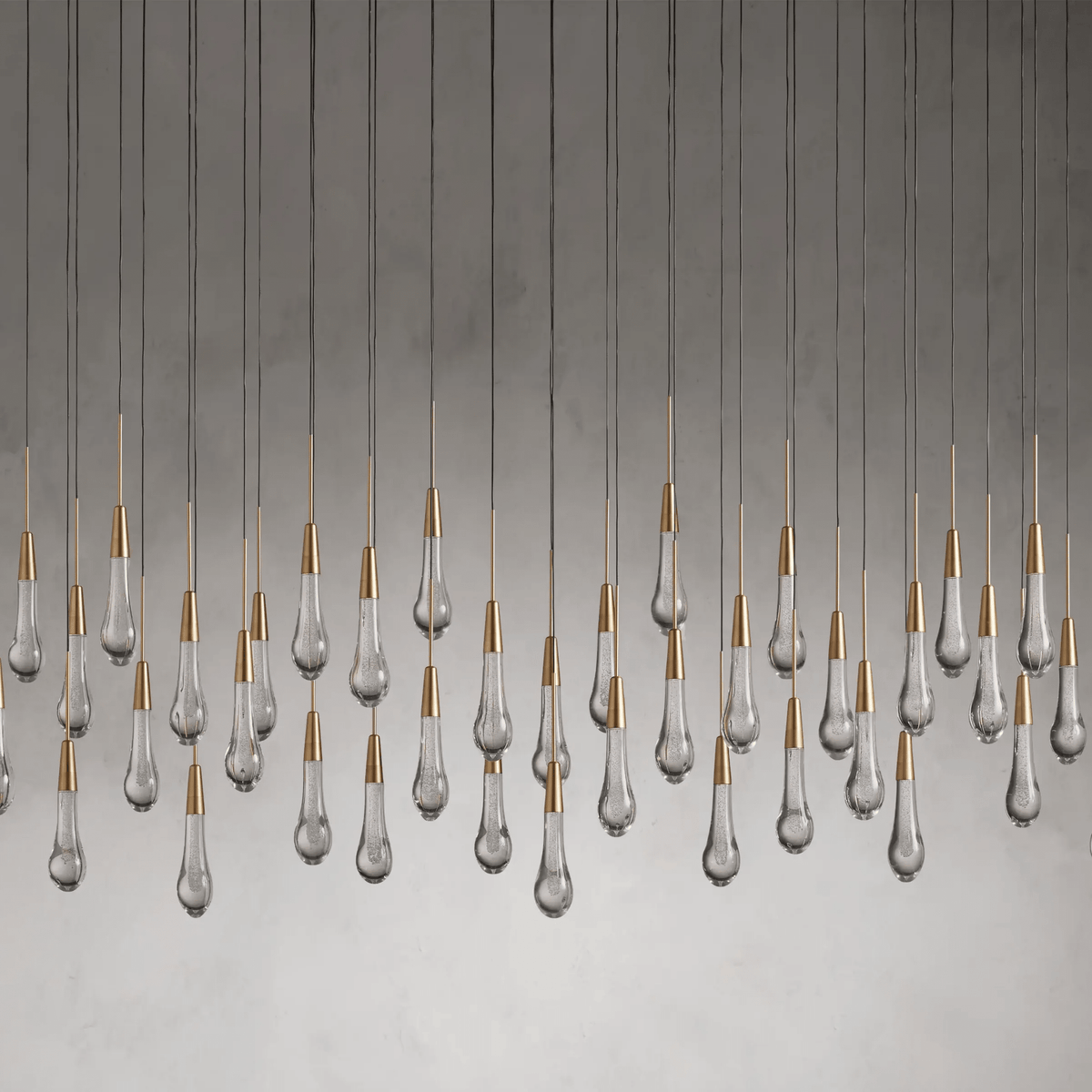 Soltaire Glass Linear Chandelier Lighting 37'' 50'' 70'' 87"W 120"W - cyranlamps