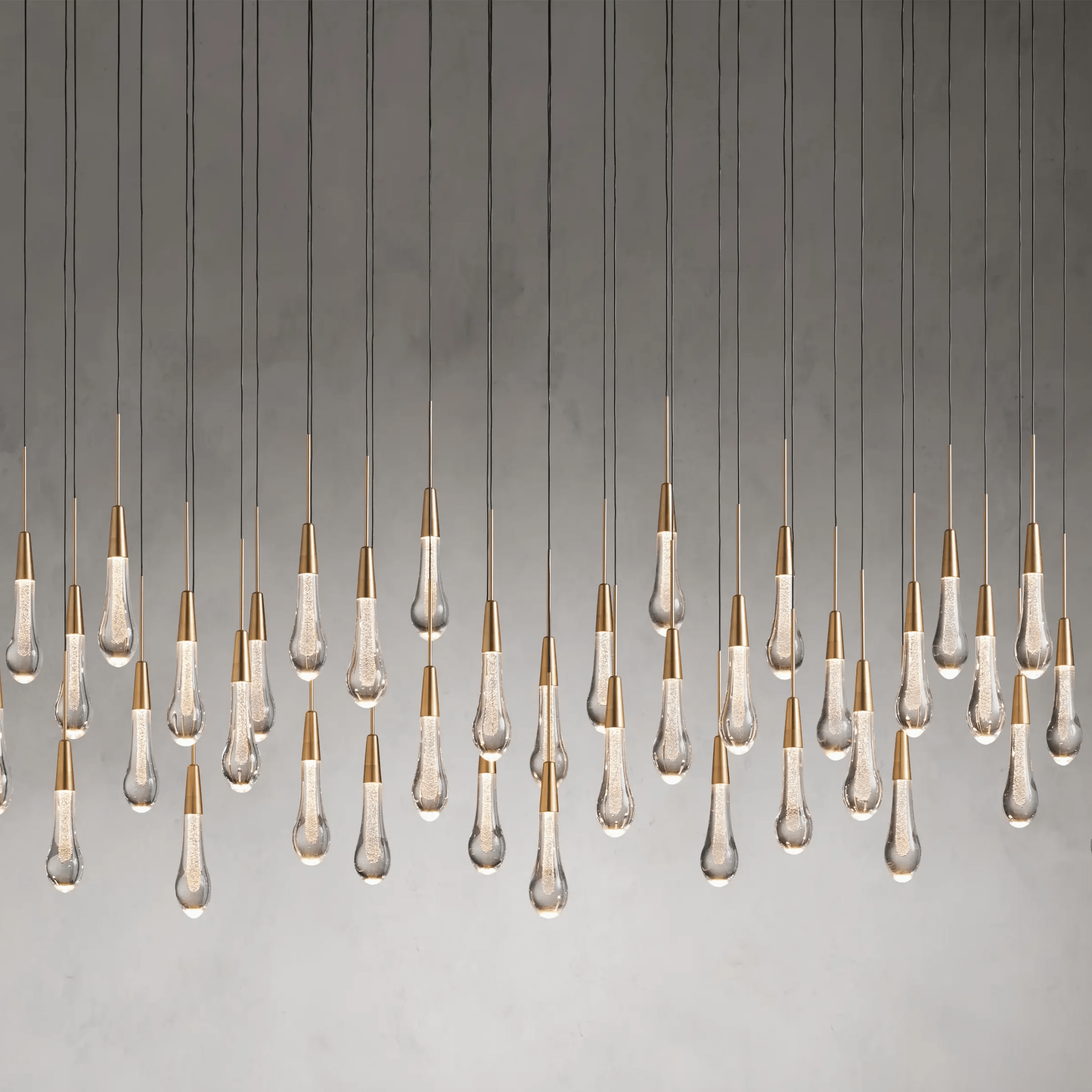 Soltaire Glass Linear Chandelier Lighting 37'' 50'' 70'' 87"W 120"W - cyranlamps