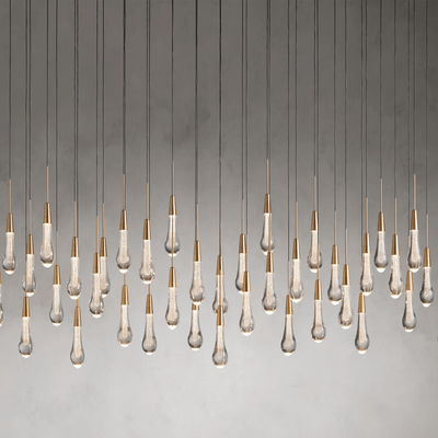 Soltaire Glass Linear Chandelier Lighting 37'' 50'' 70'' 87"W 120"W - cyranlamps
