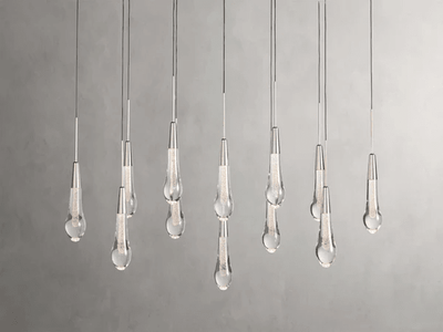 Soltaire Glass Linear Chandelier Lighting 37'' 50'' 70'' 87"W 120"W - cyranlamps