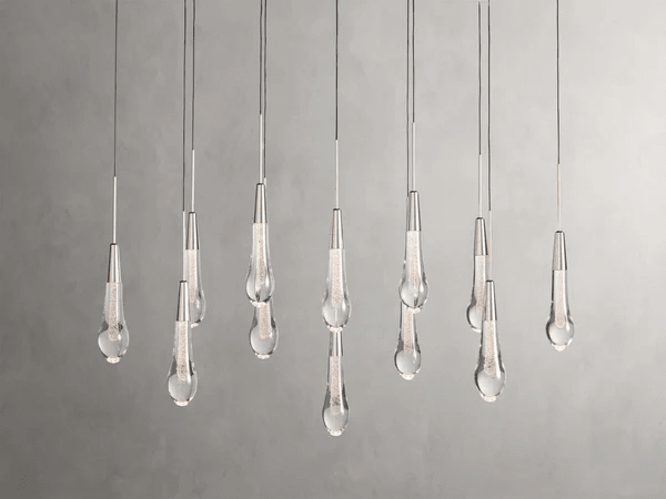 Soltaire Glass Linear Chandelier Lighting 37'' 50'' 70'' 87"W 120"W - cyranlamps