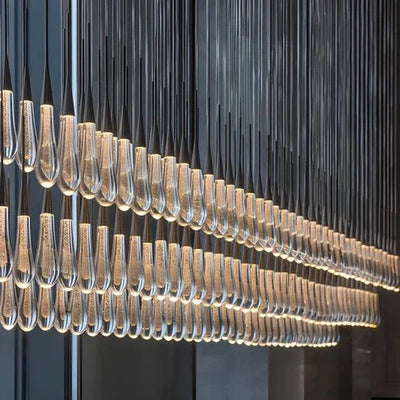 Soltaire Glass Linear Chandelier Lighting 37'' 50'' 70'' 87"W 120"W - cyranlamps