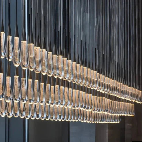 Soltaire Glass Linear Chandelier Lighting 37'' 50'' 70'' 87"W 120"W - cyranlamps
