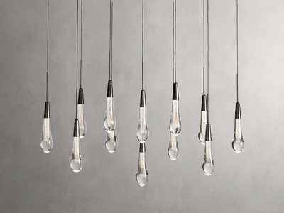 Soltaire Glass Linear Chandelier Lighting 37'' 50'' 70'' 87"W 120"W - cyranlamps