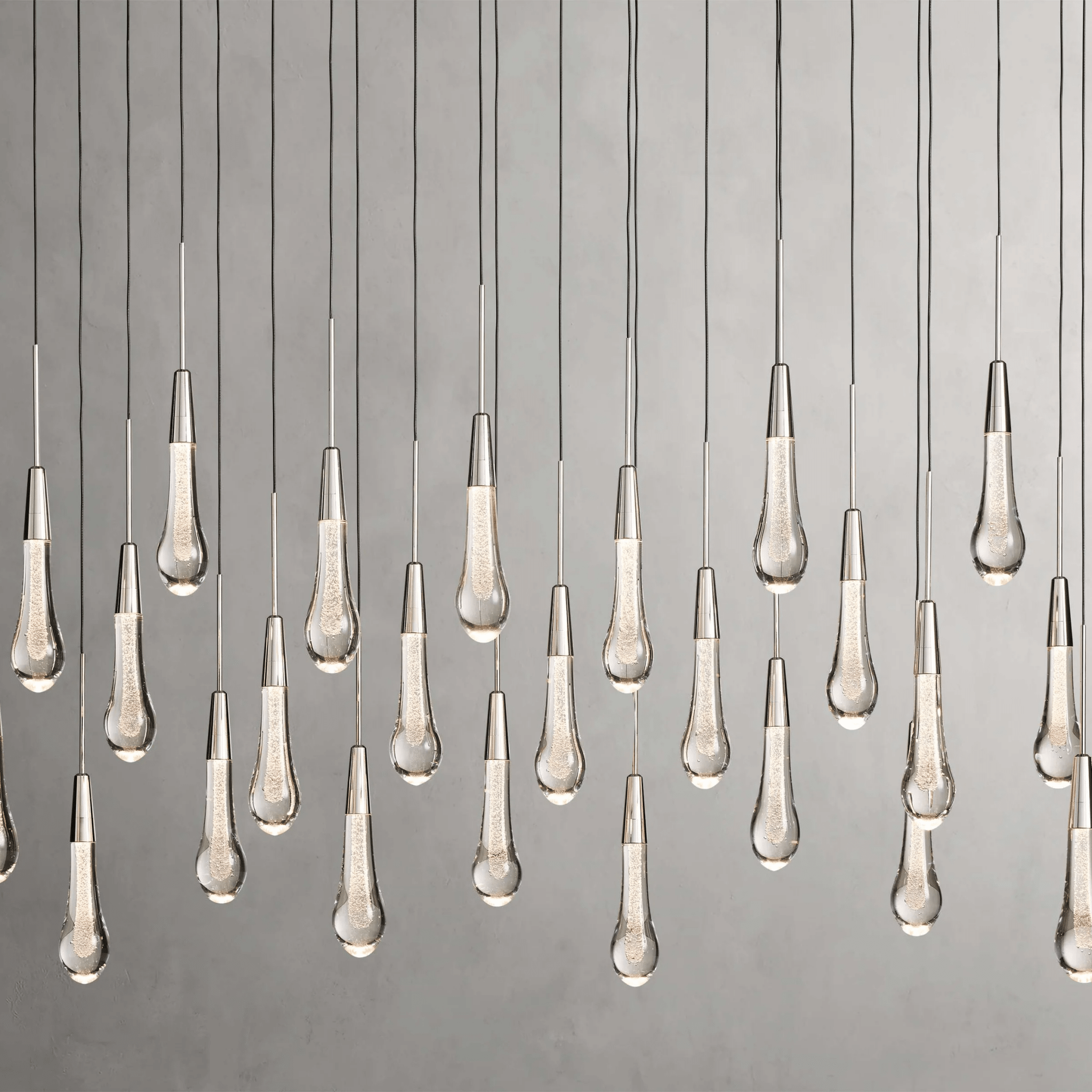 Soltaire Glass Linear Chandelier Lighting 37'' 50'' 70'' 87"W 120"W - cyranlamps