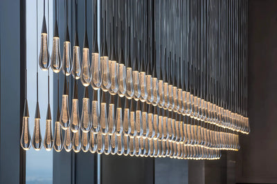 Soltaire Glass Linear Chandelier Lighting 37'' 50'' 70'' 87"W 120"W - cyranlamps
