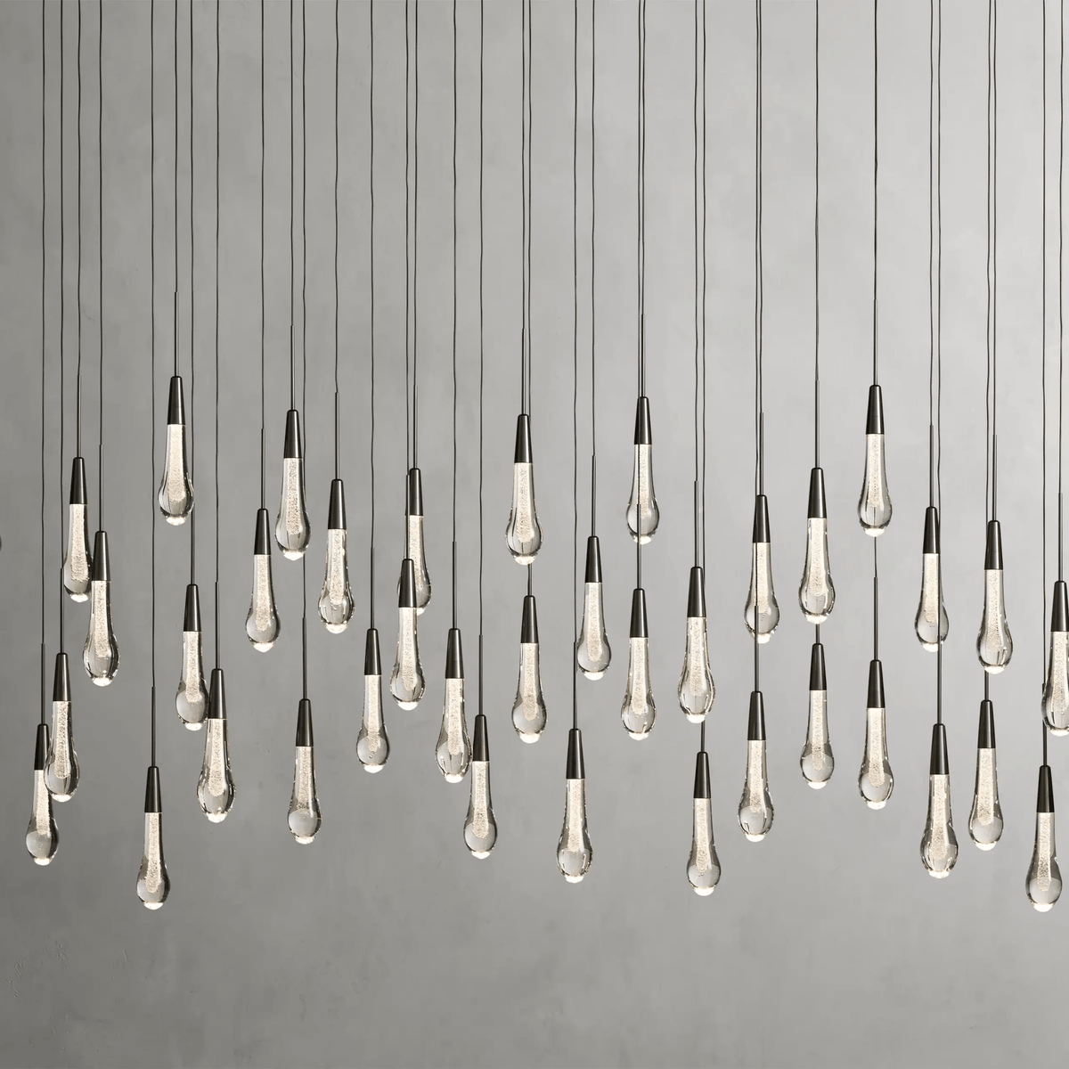Soltaire Glass Linear Chandelier Lighting 37'' 50'' 70'' 87"W 120"W - cyranlamps
