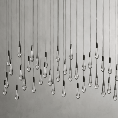 Soltaire Glass Linear Chandelier Lighting 37'' 50'' 70'' 87"W 120"W - cyranlamps