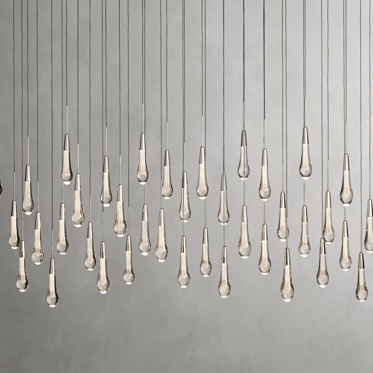 Soltaire Glass Linear Chandelier Lighting 37'' 50'' 70'' 87"W 120"W - cyranlamps