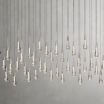Soltaire Glass Linear Chandelier Lighting 37'' 50'' 70'' 87"W 120"W - cyranlamps