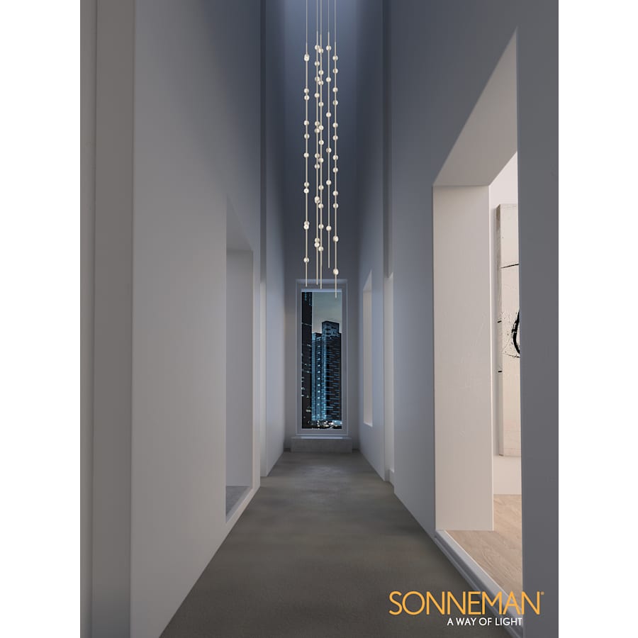 Sonne Constellation 12" Wide 55 - Light LED Chandelier Satin Brass - Cyran Lamps