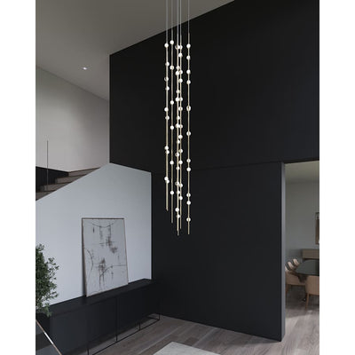 Sonne Constellation 12" Wide 55 - Light LED Chandelier Satin Brass - Cyran Lamps