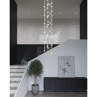 Sonne Constellation 12" Wide 55 - Light LED Chandelier Satin Brass - Cyran Lamps
