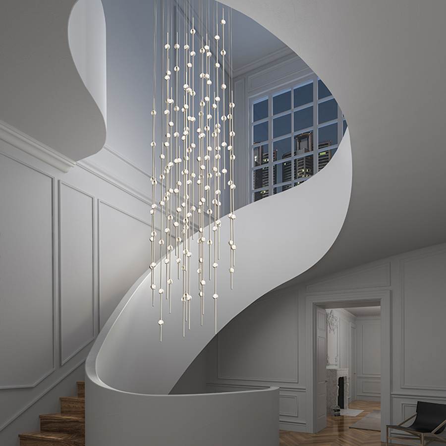 Sonne Constellation 25in Wide Modern LED Chandelier Satin Brass - Cyran Lamps
