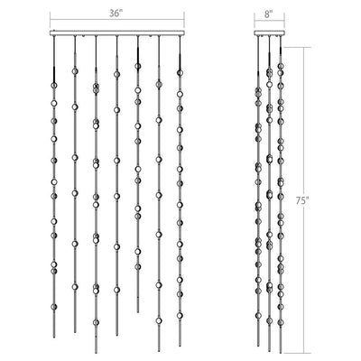Sonne Constellation 36in Wide Beaded LED Chandelier Satin Nickel - Cyran Lamps