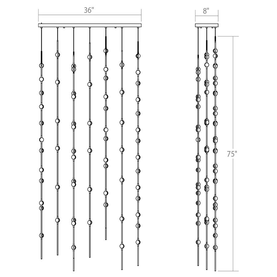 Sonne Constellation 36in Wide Linear Chandelier Satin Brass - cyranlamps