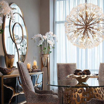 Spherical Thirty - Light Stone Quartz Chandelier - Cyran Lamps