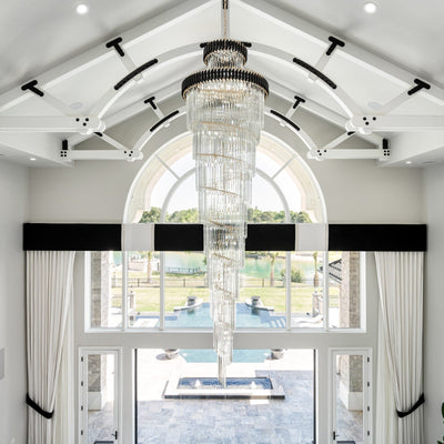 Spiral Crystal Chandelier For Foyer/ Staircase - cyranlamps