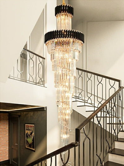 Spiral Crystal Chandelier For Foyer/ Staircase - cyranlamps
