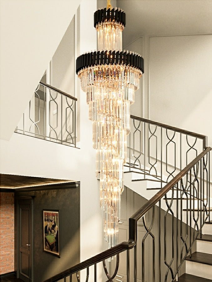 Spiral Crystal Chandelier For Foyer/ Staircase - cyranlamps