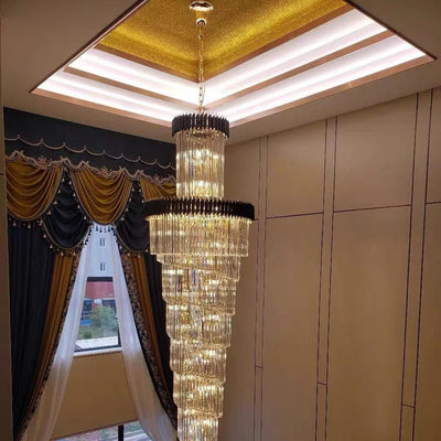 Spiral Crystal Chandelier For Foyer/ Staircase - cyranlamps