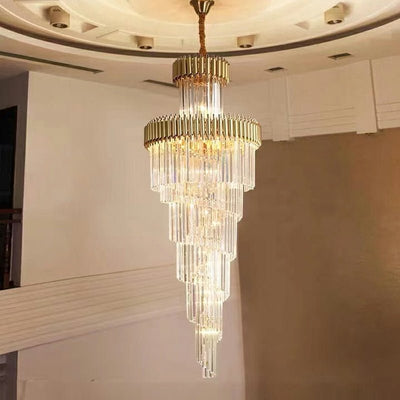 Spiral Crystal Chandelier For Foyer/ Staircase - cyranlamps