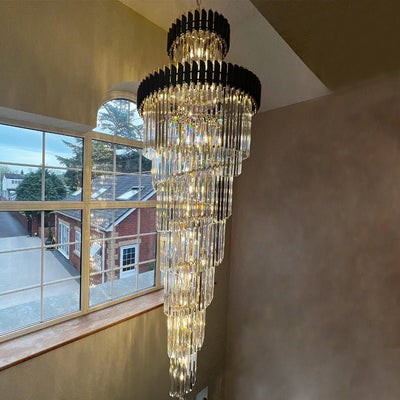 Spiral Crystal Chandelier For Foyer/ Staircase - cyranlamps