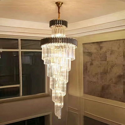 Spiral Crystal Chandelier For Foyer/ Staircase - cyranlamps