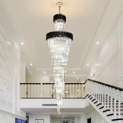 Spiral Crystal Chandelier For Foyer/ Staircase - cyranlamps