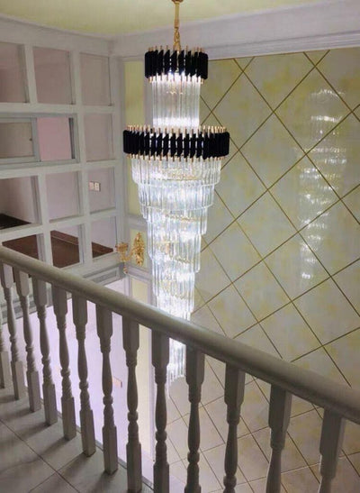 Spiral Crystal Chandelier For Foyer/ Staircase - cyranlamps