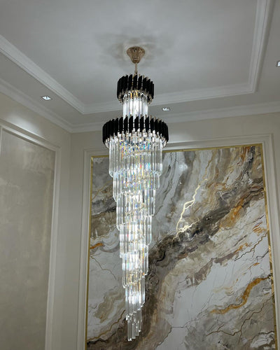 Spiral Crystal Chandelier For Foyer/ Staircase - cyranlamps