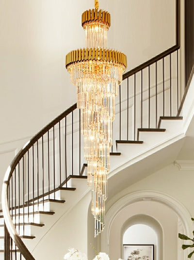 Spiral Crystal Chandelier For Foyer/ Staircase - cyranlamps
