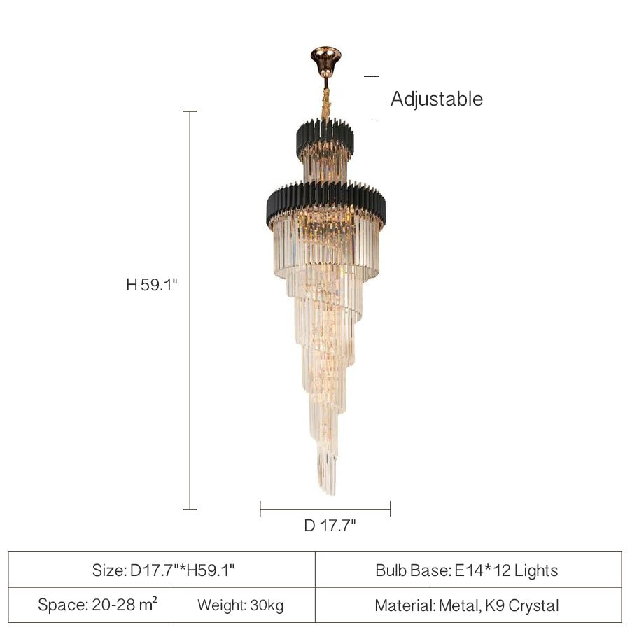 Spiral Crystal Chandelier For Foyer/ Staircase - cyranlamps